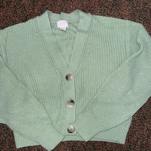 Light Green H&M Oversized Button Up Cardigan